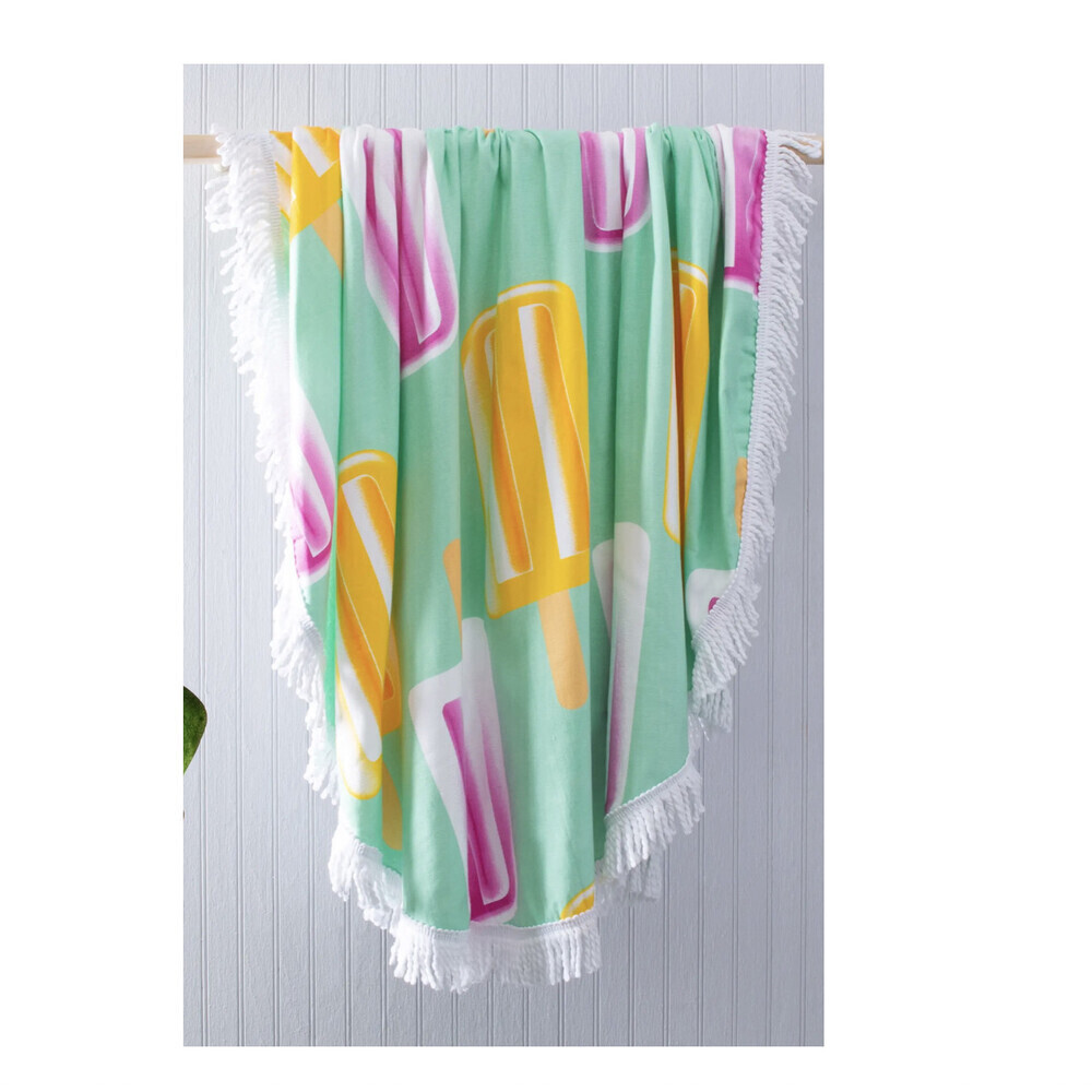 Moda At Home 100% Cotton Summer Beach Towel Round Popsicle 55" Diameter